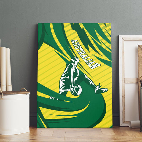 Australian Opals Basketball Canvas Wall Art Green and Gold Tribal Pattern Athletic Abstract Art