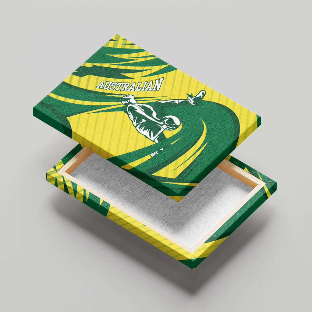 Australian Opals Basketball Canvas Wall Art Green and Gold Tribal Pattern Athletic Abstract Art