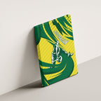 Australian Opals Basketball Canvas Wall Art Green and Gold Tribal Pattern Athletic Abstract Art