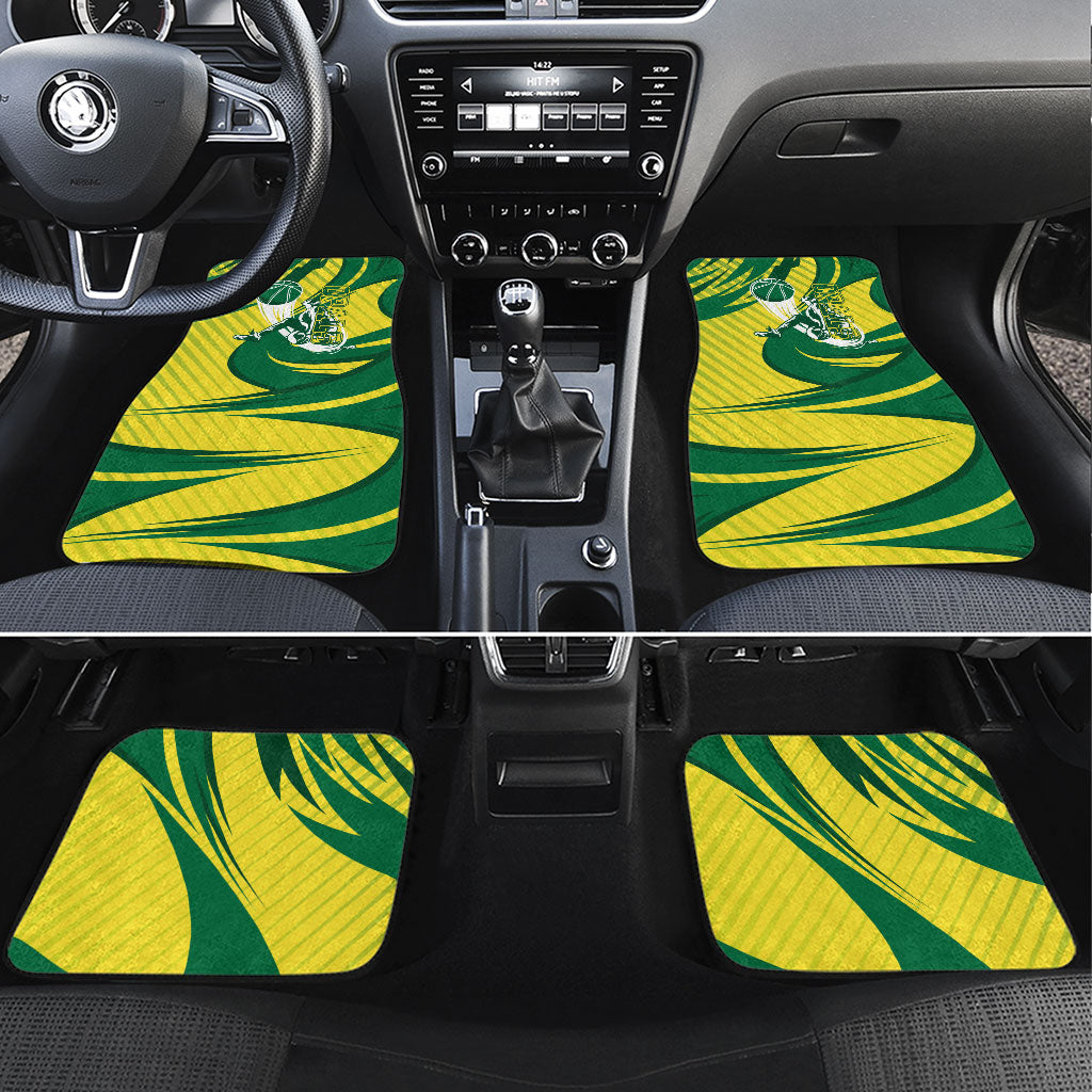 Australian Opals Basketball Car Mats Green and Gold Tribal Pattern Athletic Abstract Art
