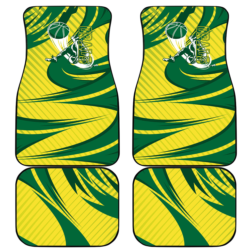 Australian Opals Basketball Car Mats Green and Gold Tribal Pattern Athletic Abstract Art