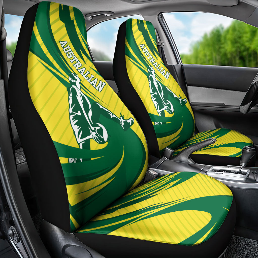 Australian Opals Basketball Car Seat Cover Green and Gold Tribal Pattern Athletic Abstract Art