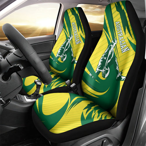 Australian Opals Basketball Car Seat Cover Green and Gold Tribal Pattern Athletic Abstract Art