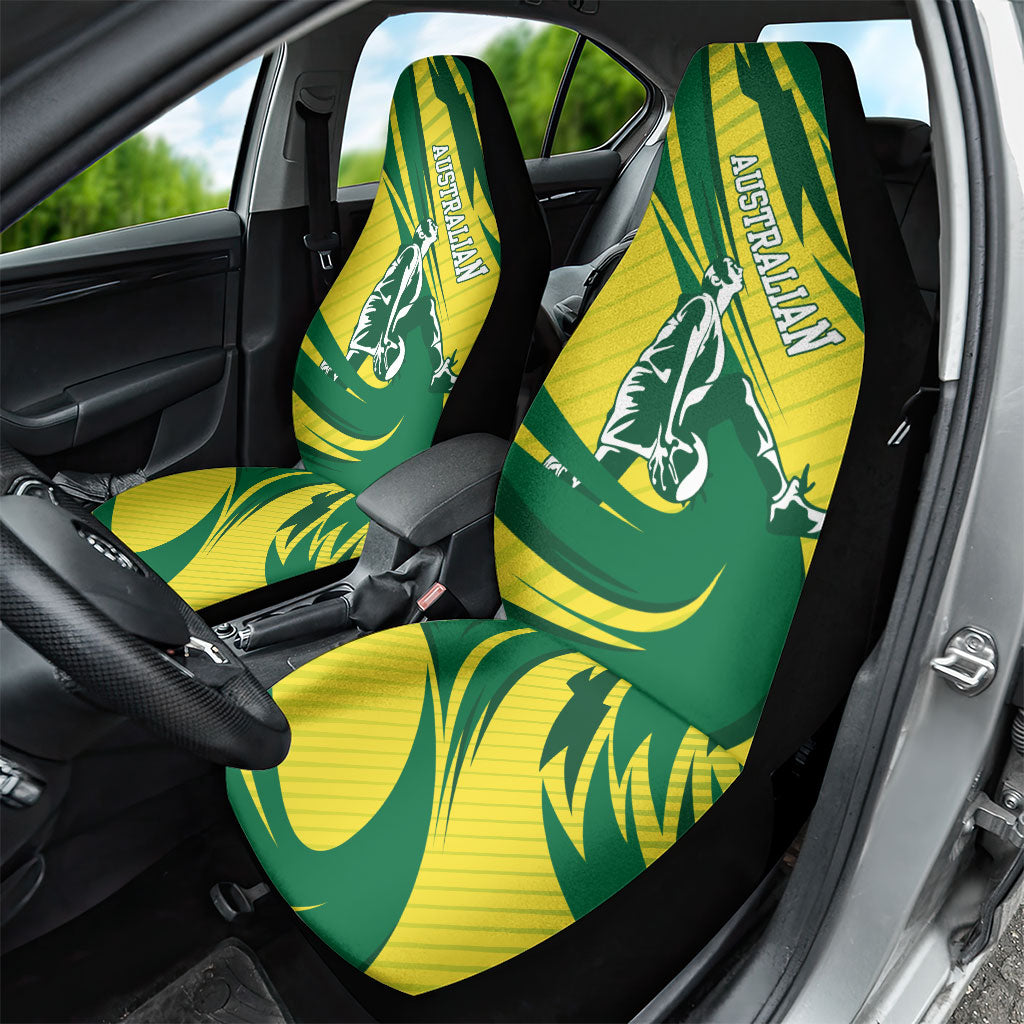 Australian Opals Basketball Car Seat Cover Green and Gold Tribal Pattern Athletic Abstract Art