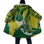 Australian Opals Basketball Cloak Green and Gold Tribal Pattern Athletic Abstract Art