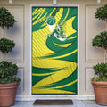 Australian Opals Basketball Door Cover Green and Gold Tribal Pattern Athletic Abstract Art