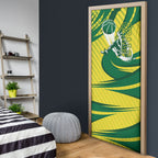 Australian Opals Basketball Door Cover Green and Gold Tribal Pattern Athletic Abstract Art