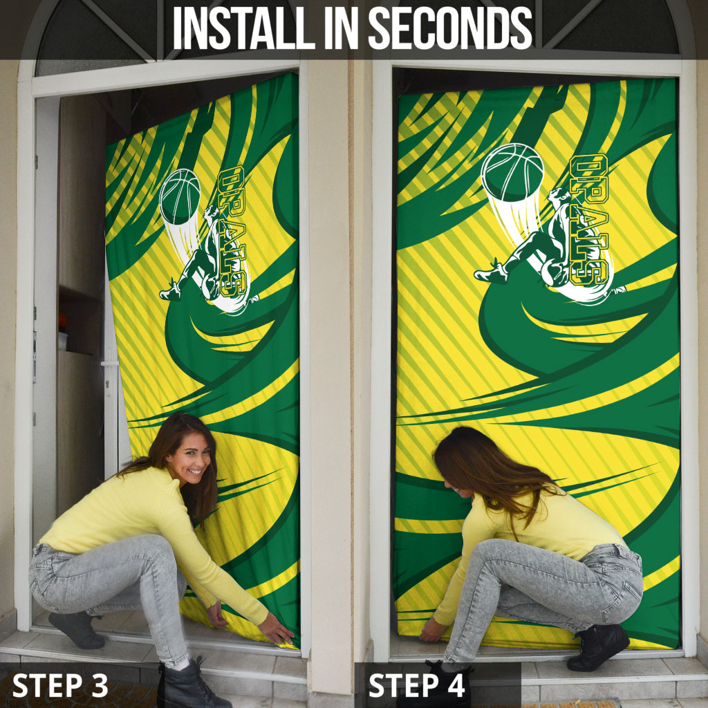 Australian Opals Basketball Door Cover Green and Gold Tribal Pattern Athletic Abstract Art