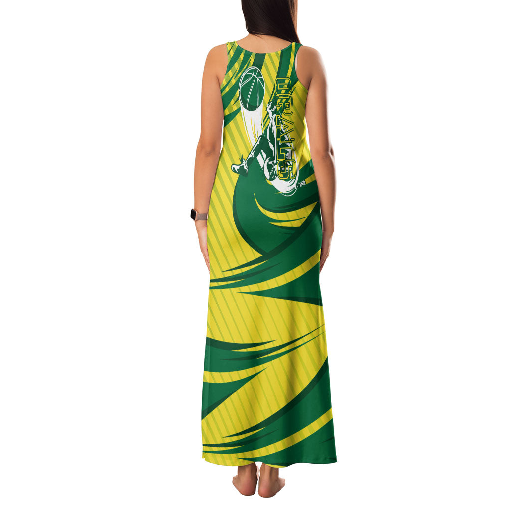 Australian Opals Basketball Family Matching Tank Maxi Dress and Hawaiian Shirt Green and Gold Tribal Pattern Athletic Abstract Art