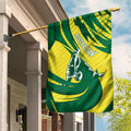 Australian Opals Basketball Garden Flag Green and Gold Tribal Pattern Athletic Abstract Art