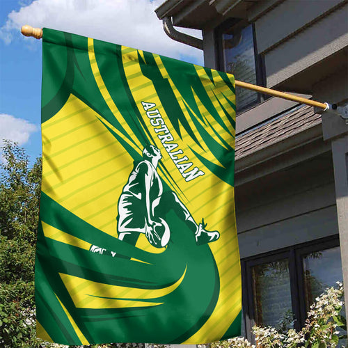 Australian Opals Basketball Garden Flag Green and Gold Tribal Pattern Athletic Abstract Art