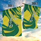 Australian Opals Basketball Garden Flag Green and Gold Tribal Pattern Athletic Abstract Art