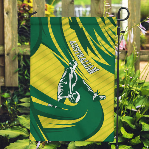 Australian Opals Basketball Garden Flag Green and Gold Tribal Pattern Athletic Abstract Art