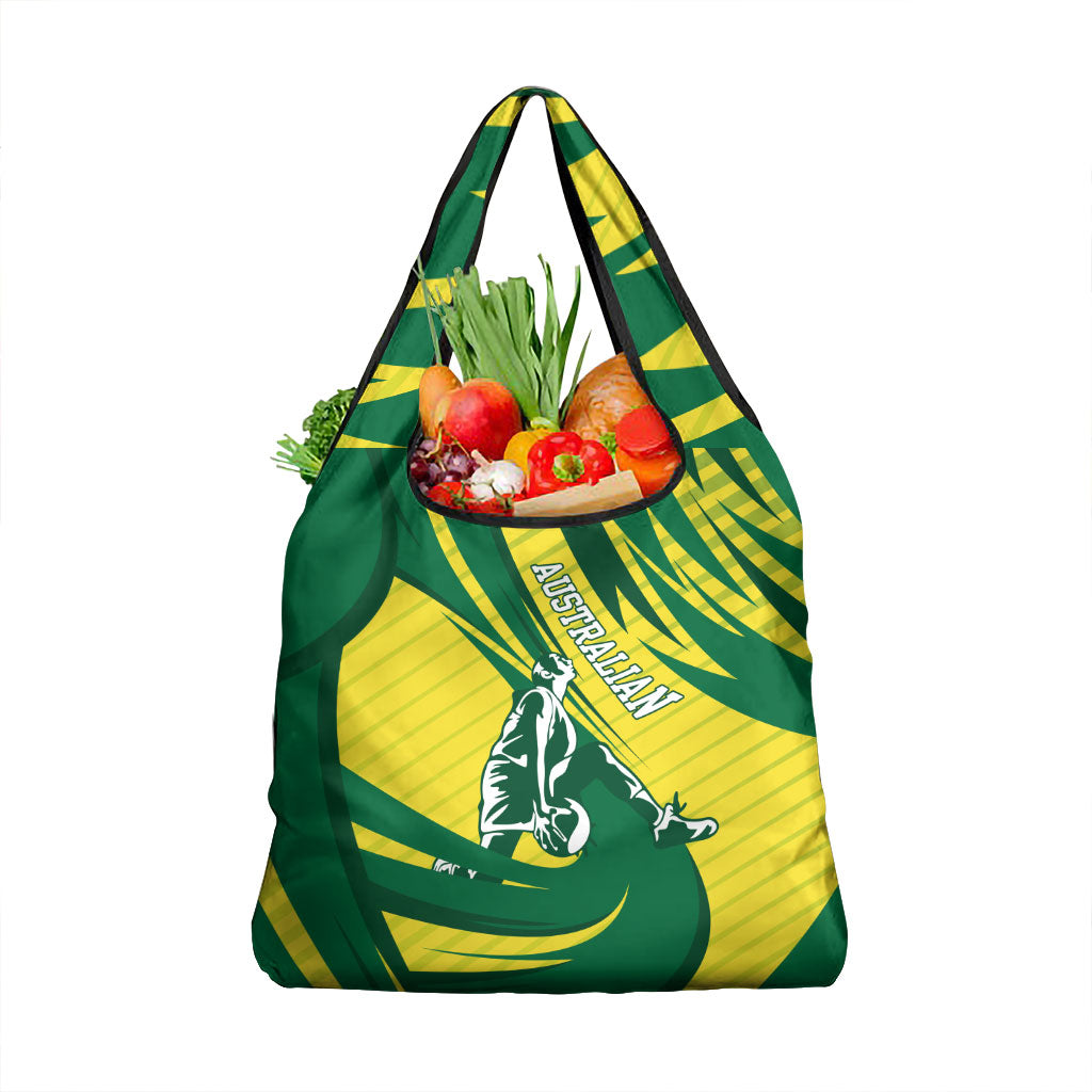 Australian Opals Basketball Grocery Bag Green and Gold Tribal Pattern Athletic Abstract Art