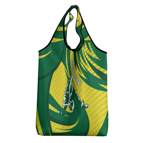 Australian Opals Basketball Grocery Bag Green and Gold Tribal Pattern Athletic Abstract Art
