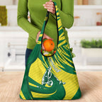 Australian Opals Basketball Grocery Bag Green and Gold Tribal Pattern Athletic Abstract Art