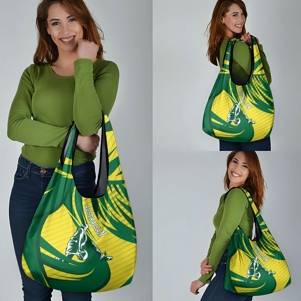 Australian Opals Basketball Grocery Bag Green and Gold Tribal Pattern Athletic Abstract Art
