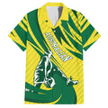 Australian Opals Basketball Hawaiian Shirt Green and Gold Tribal Pattern Athletic Abstract Art