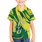 Australian Opals Basketball Hawaiian Shirt Green and Gold Tribal Pattern Athletic Abstract Art