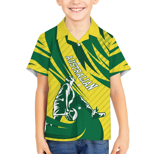 Australian Opals Basketball Hawaiian Shirt Green and Gold Tribal Pattern Athletic Abstract Art