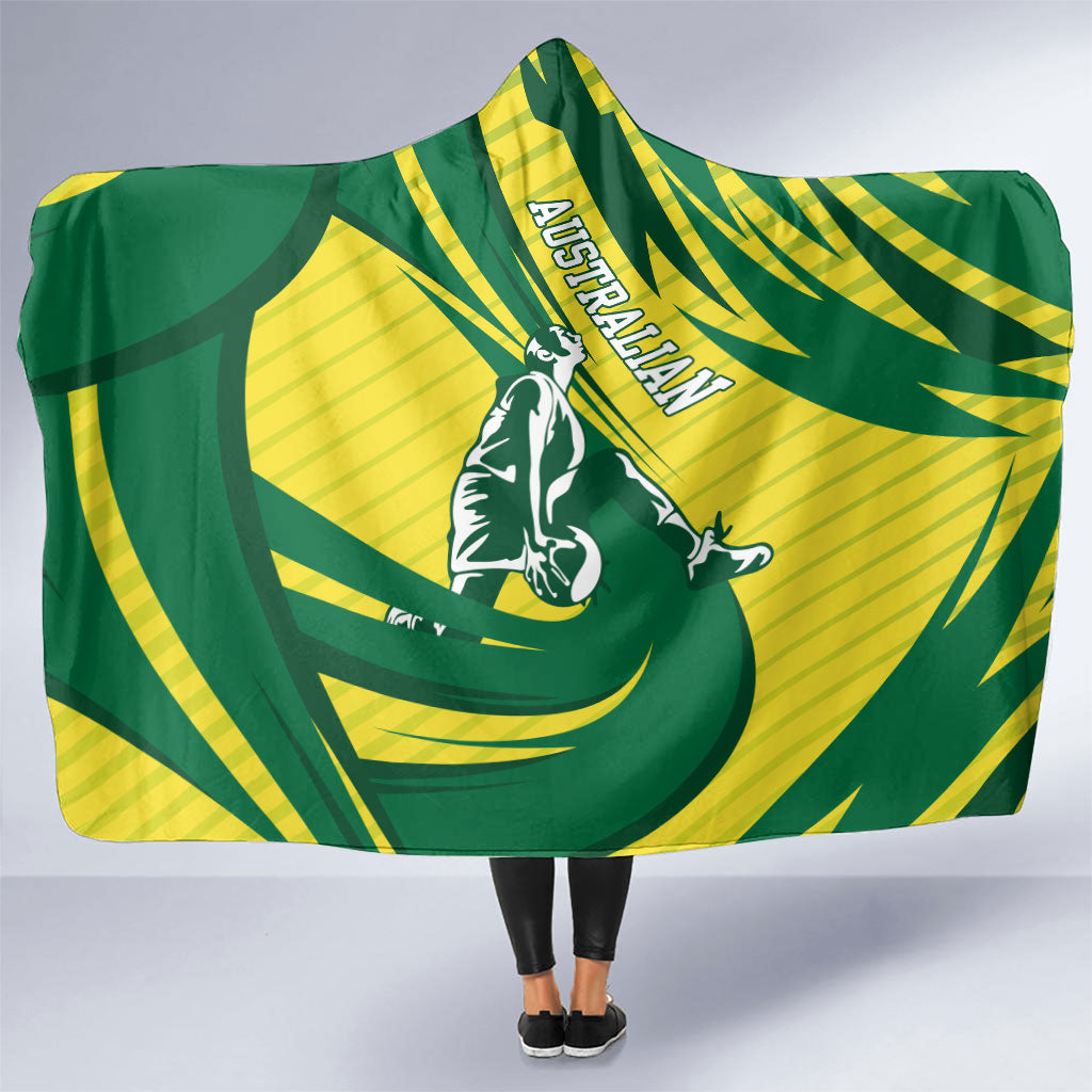 Australian Opals Basketball Hooded Blanket Green and Gold Tribal Pattern Athletic Abstract Art