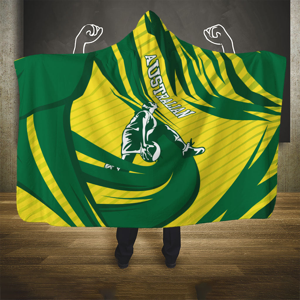 Australian Opals Basketball Hooded Blanket Green and Gold Tribal Pattern Athletic Abstract Art