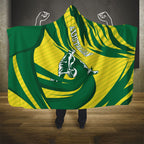 Australian Opals Basketball Hooded Blanket Green and Gold Tribal Pattern Athletic Abstract Art