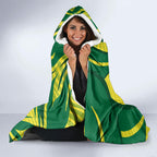 Australian Opals Basketball Hooded Blanket Green and Gold Tribal Pattern Athletic Abstract Art