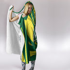 Australian Opals Basketball Hooded Blanket Green and Gold Tribal Pattern Athletic Abstract Art