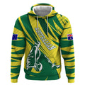 Australian Opals Basketball Hoodie Green and Gold Tribal Pattern Athletic Abstract Art