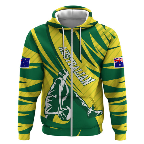 Australian Opals Basketball Hoodie Green and Gold Tribal Pattern Athletic Abstract Art