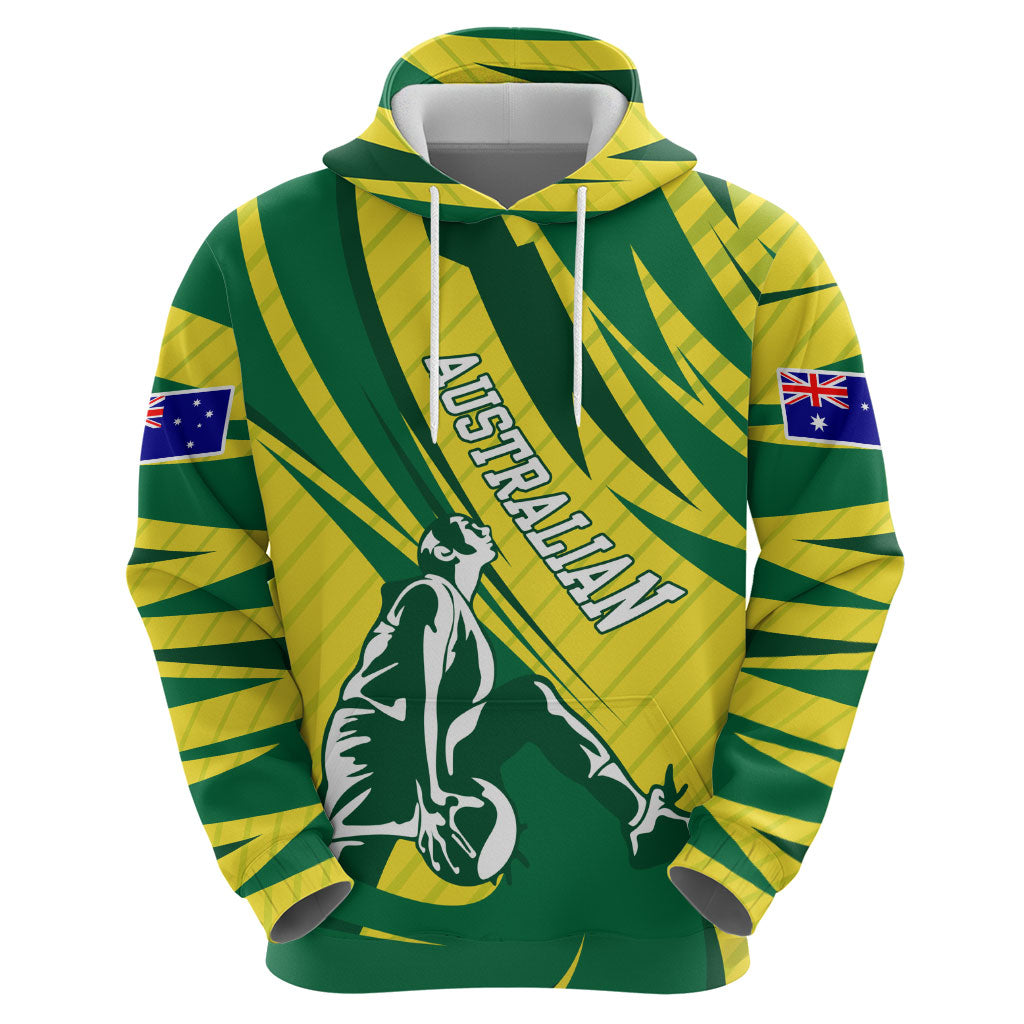 Australian Opals Basketball Hoodie Green and Gold Tribal Pattern Athletic Abstract Art