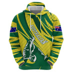 Australian Opals Basketball Hoodie Green and Gold Tribal Pattern Athletic Abstract Art