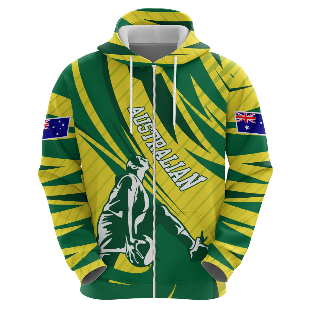 Australian Opals Basketball Hoodie Green and Gold Tribal Pattern Athletic Abstract Art