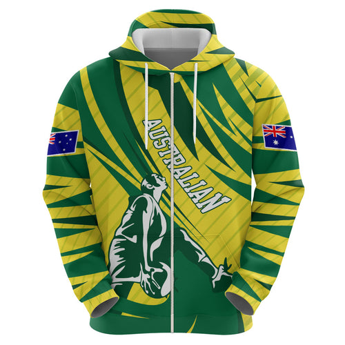 Australian Opals Basketball Hoodie Green and Gold Tribal Pattern Athletic Abstract Art