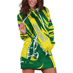 Australian Opals Basketball Hoodie Dress Green and Gold Tribal Pattern Athletic Abstract Art