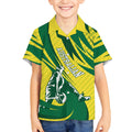 Australian Opals Basketball Kid Hawaiian Shirt Green and Gold Tribal Pattern Athletic Abstract Art