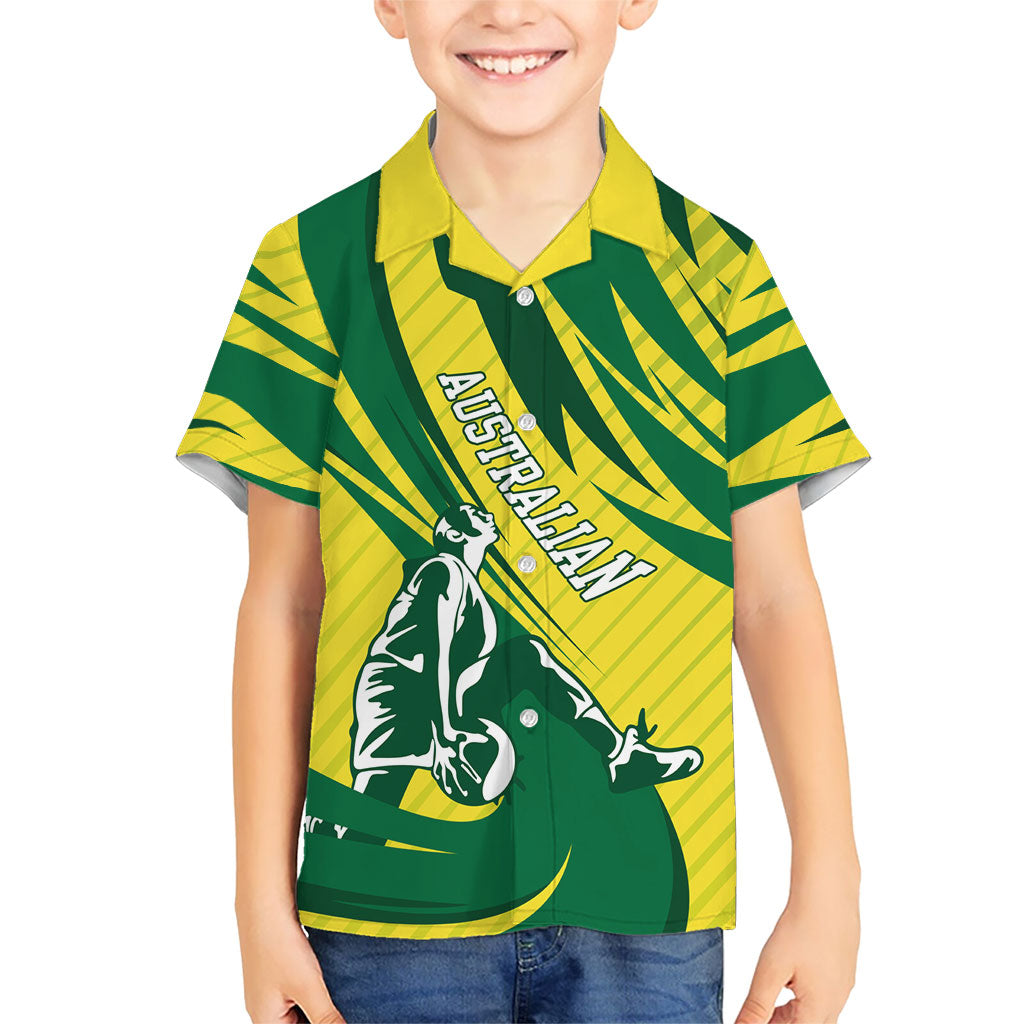 Australian Opals Basketball Kid Hawaiian Shirt Green and Gold Tribal Pattern Athletic Abstract Art