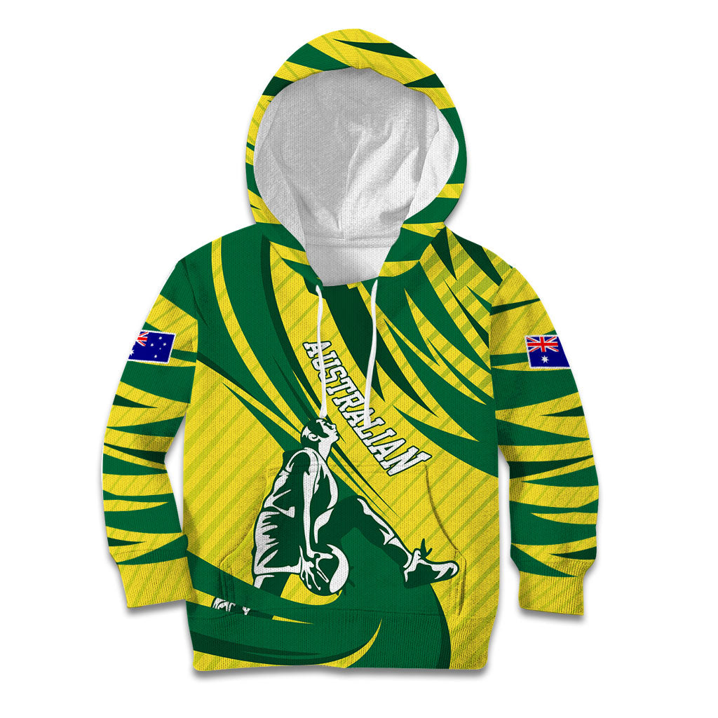 Australian Opals Basketball Kid Hoodie Green and Gold Tribal Pattern Athletic Abstract Art