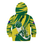 Australian Opals Basketball Kid Hoodie Green and Gold Tribal Pattern Athletic Abstract Art