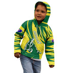 Australian Opals Basketball Kid Hoodie Green and Gold Tribal Pattern Athletic Abstract Art