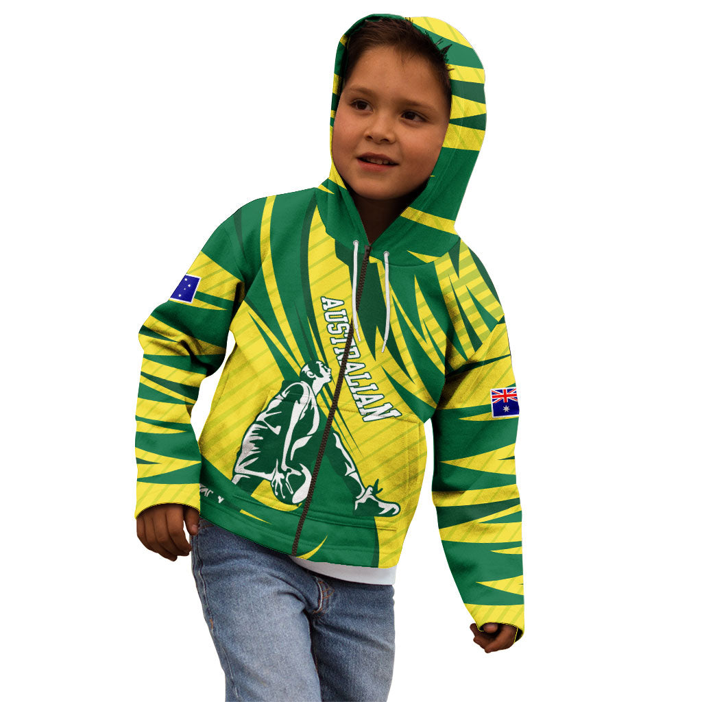 Australian Opals Basketball Kid Hoodie Green and Gold Tribal Pattern Athletic Abstract Art