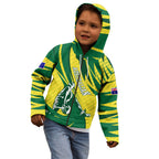Australian Opals Basketball Kid Hoodie Green and Gold Tribal Pattern Athletic Abstract Art