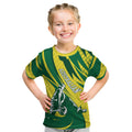 Australian Opals Basketball Kid T Shirt Green and Gold Tribal Pattern Athletic Abstract Art