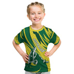 Australian Opals Basketball Kid T Shirt Green and Gold Tribal Pattern Athletic Abstract Art