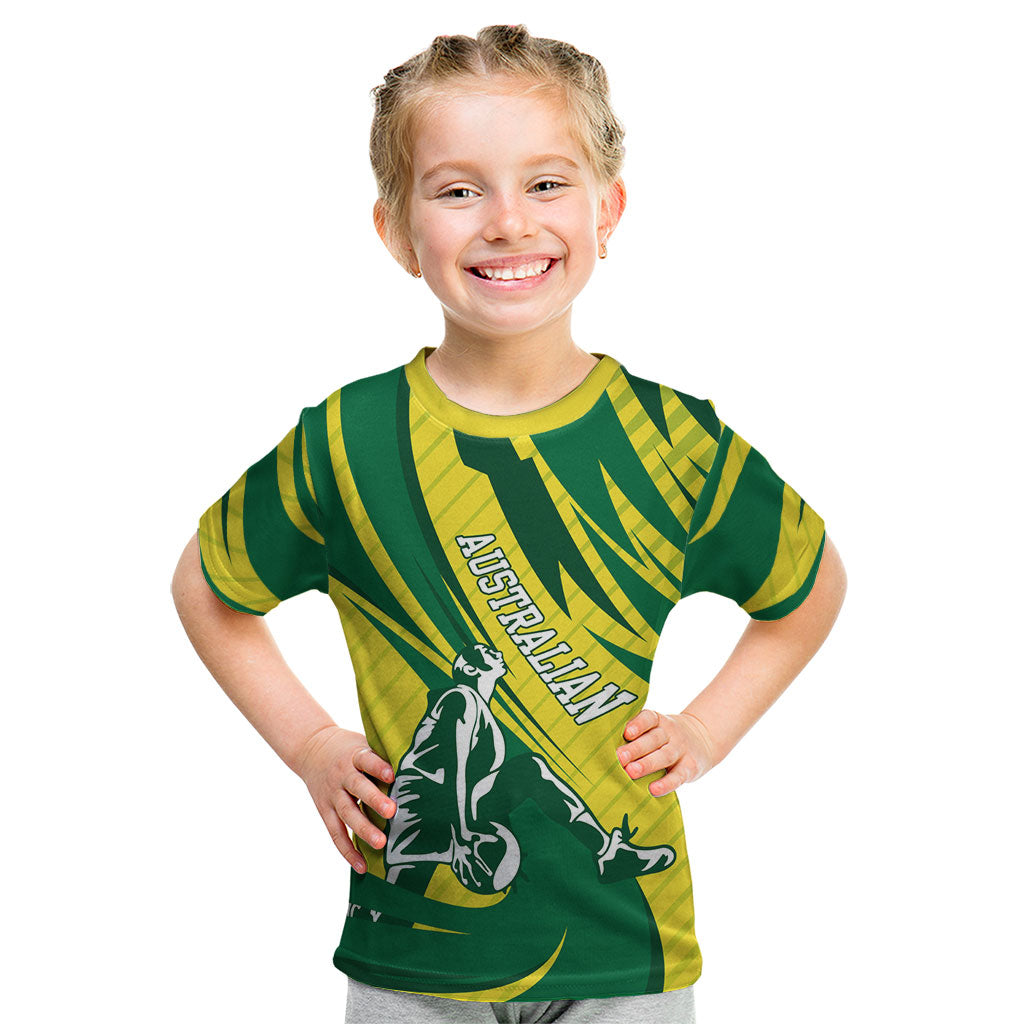 Australian Opals Basketball Kid T Shirt Green and Gold Tribal Pattern Athletic Abstract Art