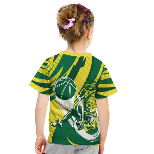 Australian Opals Basketball Kid T Shirt Green and Gold Tribal Pattern Athletic Abstract Art