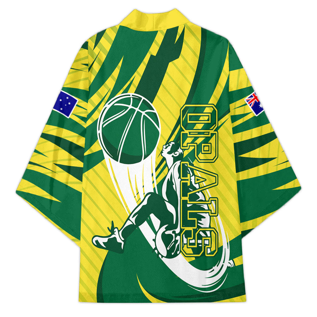 Australian Opals Basketball Kimono Green and Gold Tribal Pattern Athletic Abstract Art