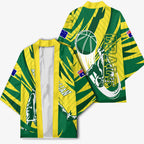 Australian Opals Basketball Kimono Green and Gold Tribal Pattern Athletic Abstract Art