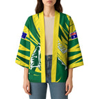 Australian Opals Basketball Kimono Green and Gold Tribal Pattern Athletic Abstract Art